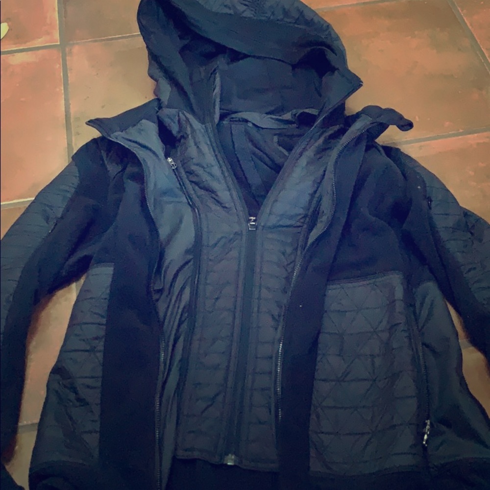 lululemon athletica Black Quilted Hooded Jacket